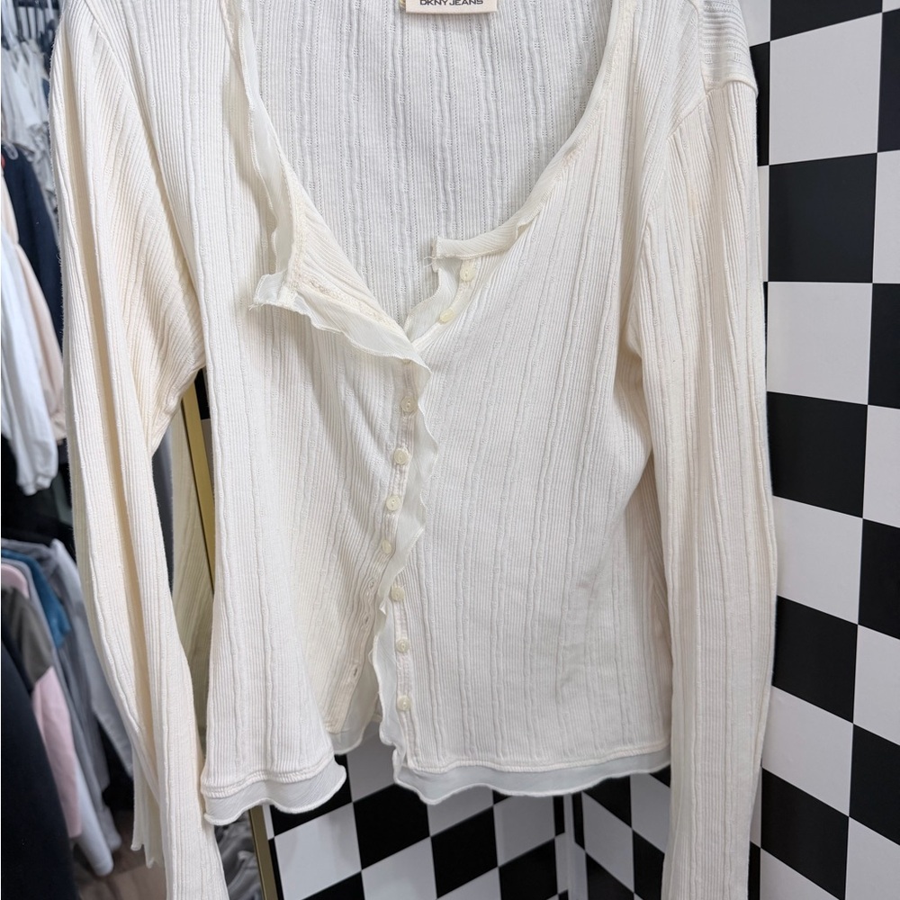 DKNY Cream Button-Down Shirt